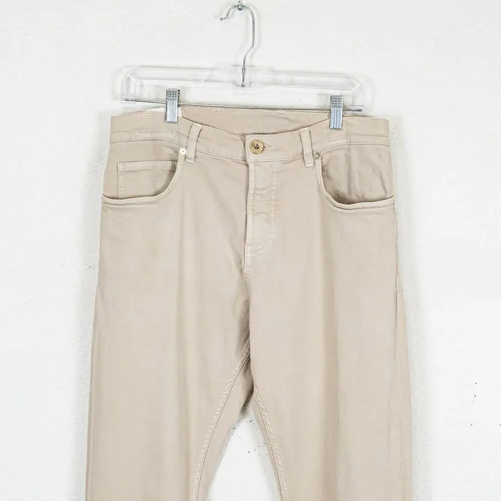 Eleventy Men's Stretch Cotton Denim 5-Pocket Trousers Sand 34